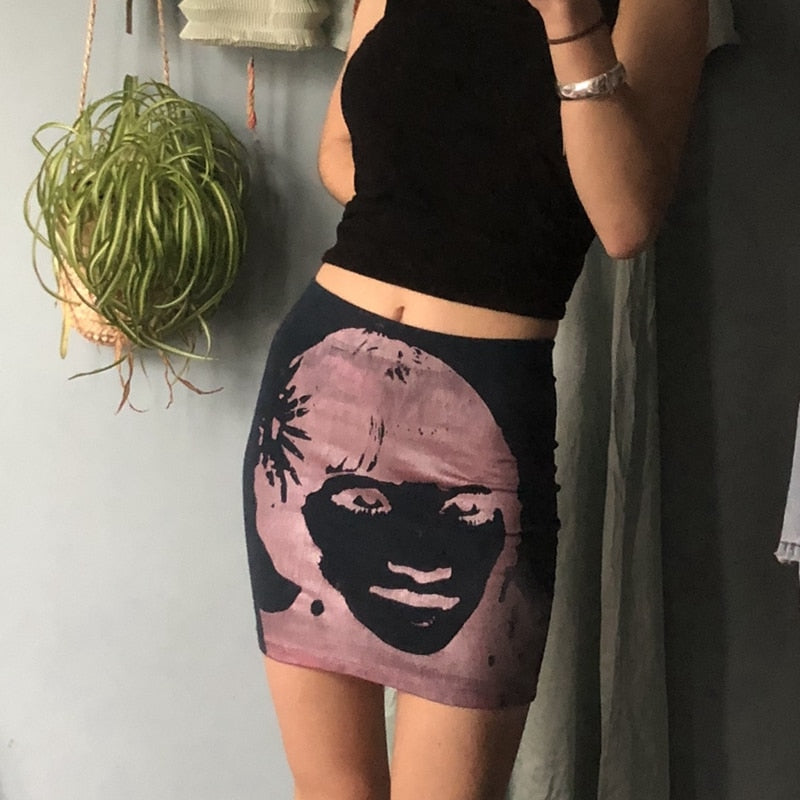 Facial Recognition Japanese High Waist Skirt by White Market