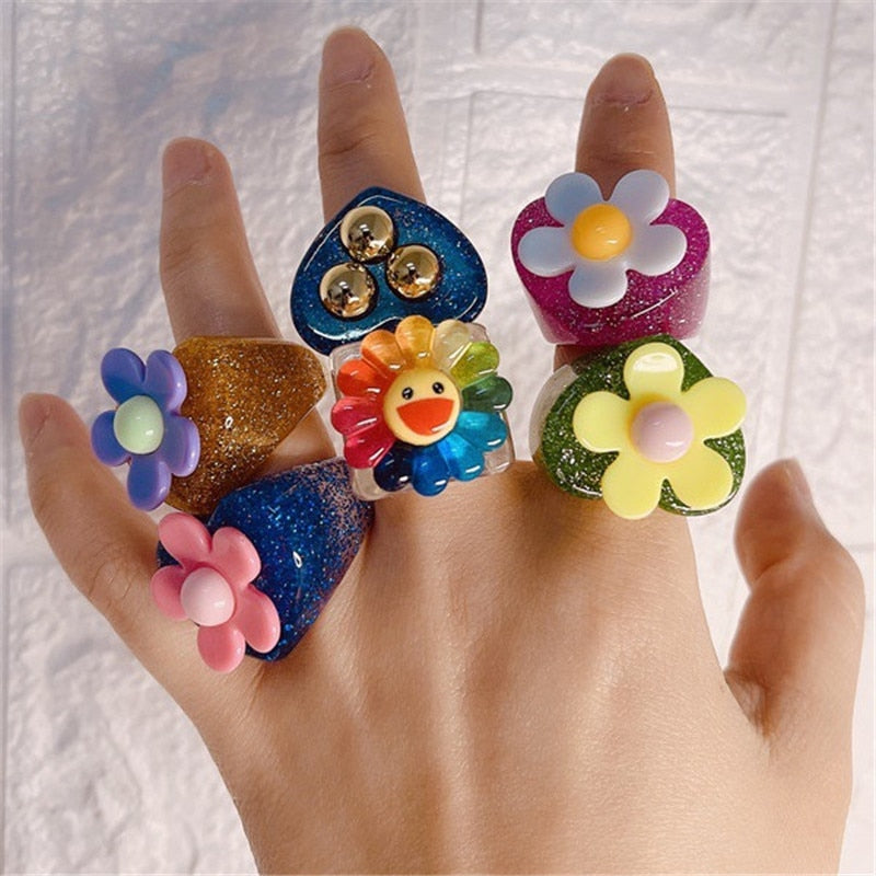 Resin Rainbow Ring by White Market