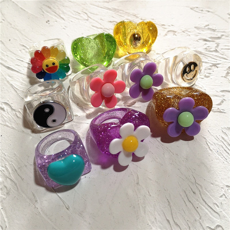 Resin Rainbow Ring by White Market