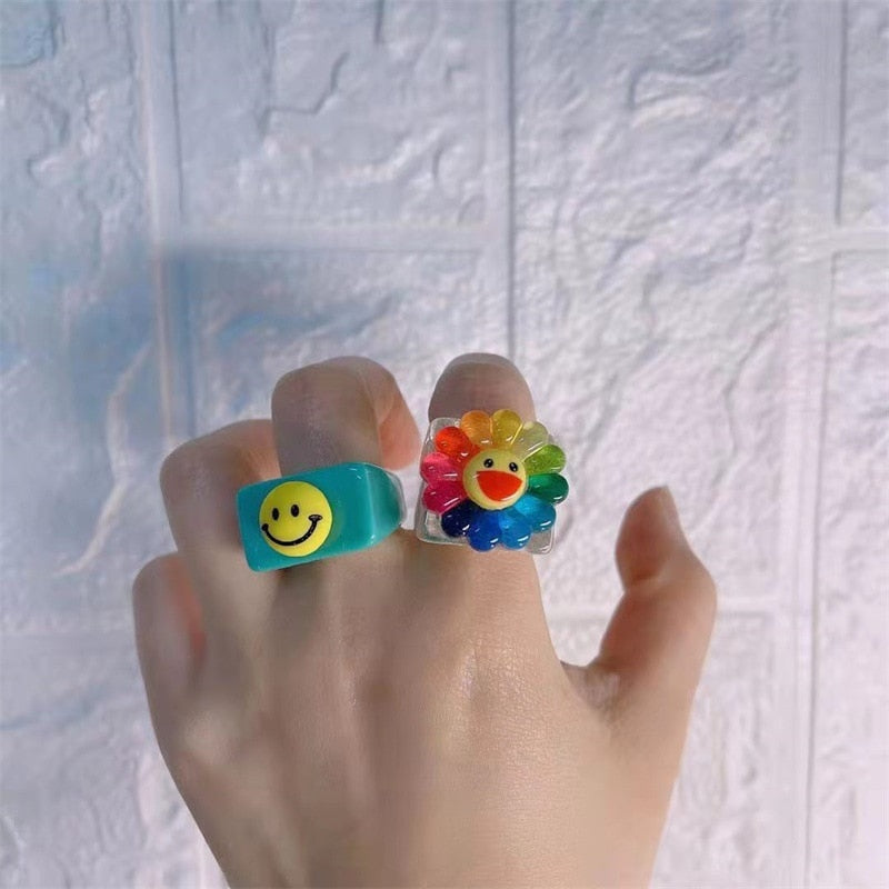 Resin Rainbow Ring by White Market