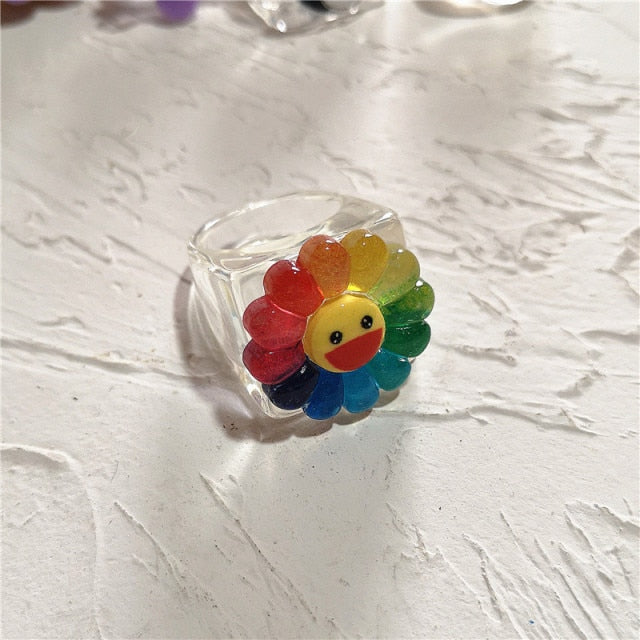 Resin Rainbow Ring by White Market