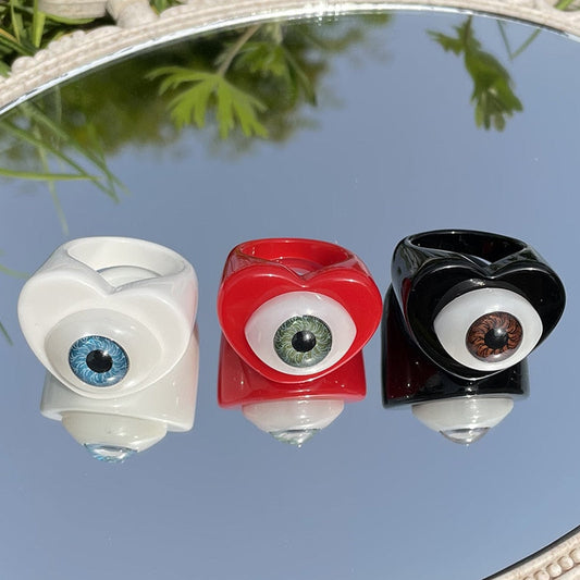 Acrylic Evil Eye Rings by White Market