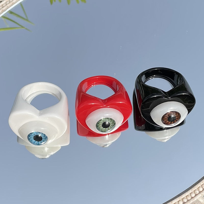 Acrylic Evil Eye Rings by White Market