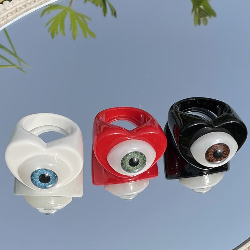 Acrylic Evil Eye Rings by White Market