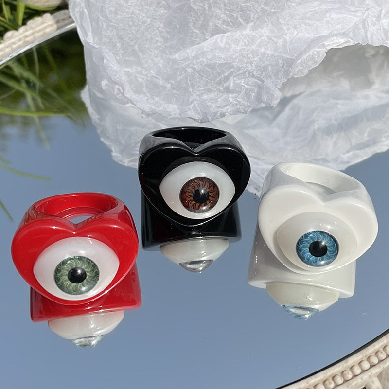 Acrylic Evil Eye Rings by White Market