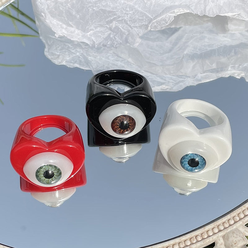 Acrylic Evil Eye Rings by White Market