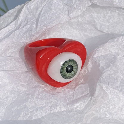 Acrylic Evil Eye Rings by White Market