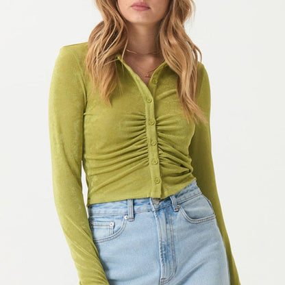 Velour Button Up Top by White Market