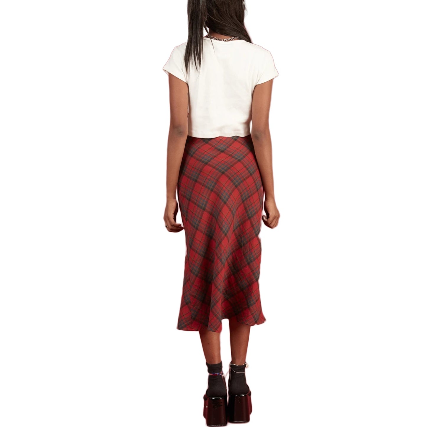 Vintage 90s Plaid High Waist Maxi Skirt by White Market