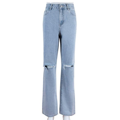 Ripped Knee Wide Leg Jeans by White Market