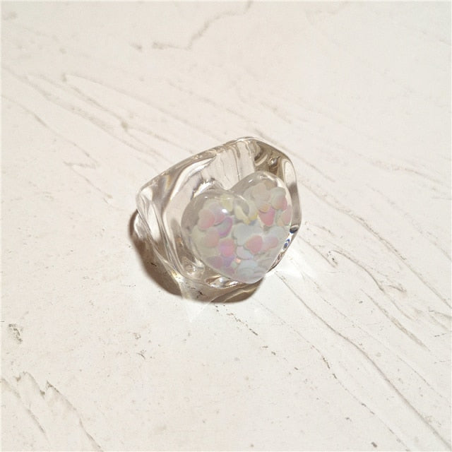 Resin Rainbow Ring by White Market