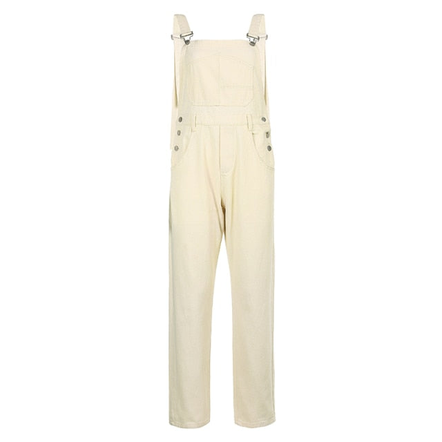 Wide Leg White Overalls Jeans by White Market