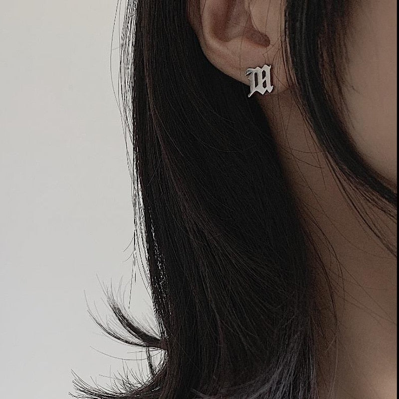 "M" Old English Earrings by White Market