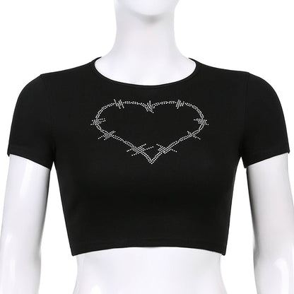 Barbed Wire Rhinestone Crop Top by White Market