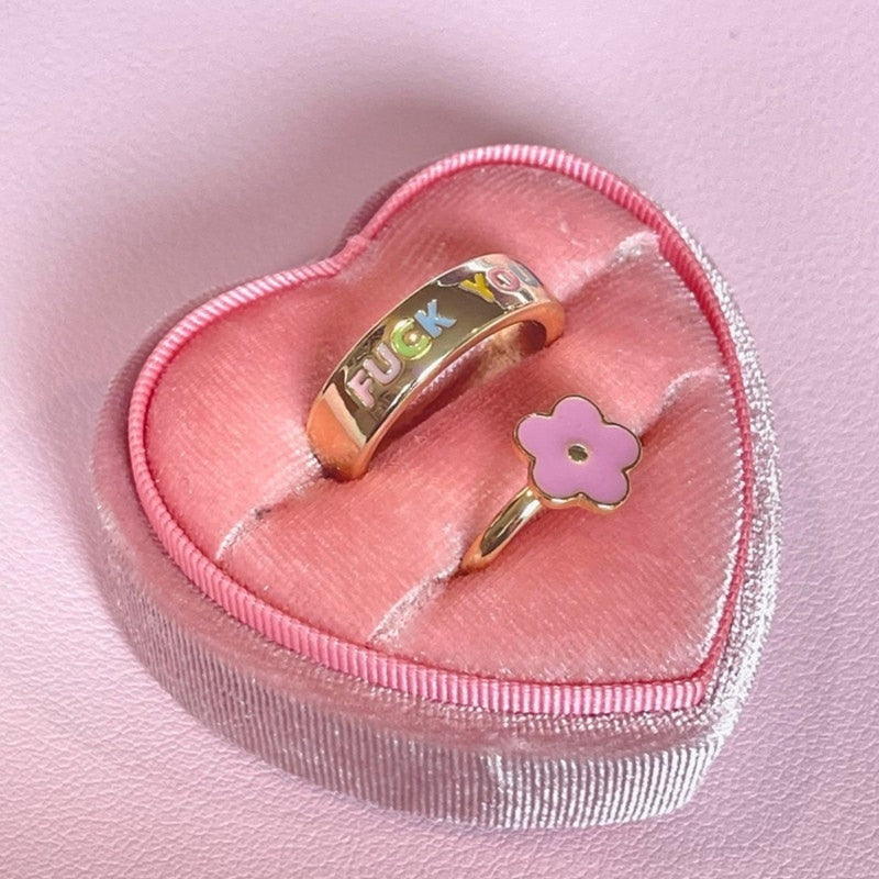 "F OFF" " F U" Heart Ring by White Market