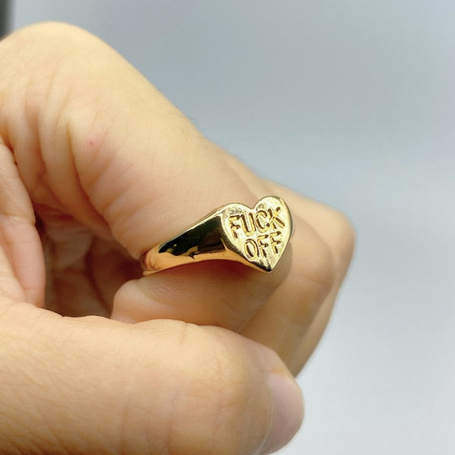 "F OFF" " F U" Heart Ring by White Market