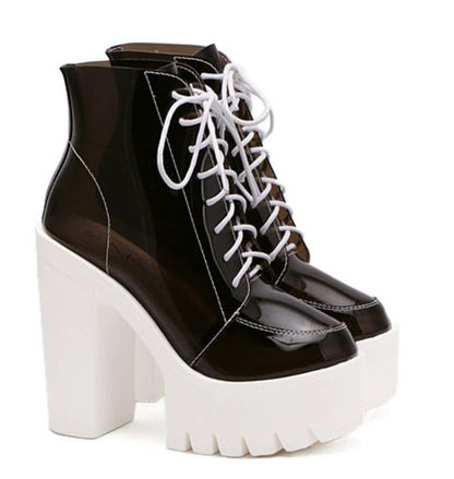 Transparent Platform Lace Up Boots by White Market