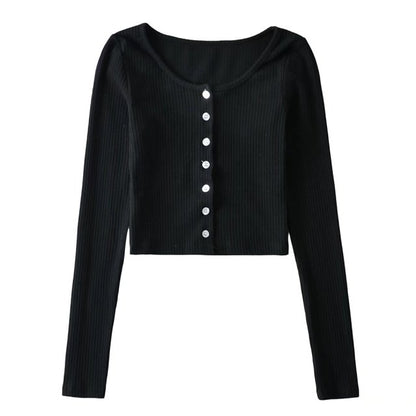 Ribbed Button Up Sweater by White Market