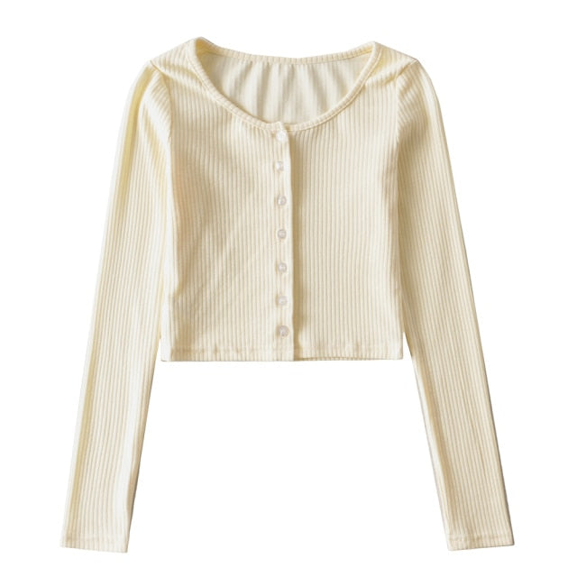 Ribbed Button Up Sweater by White Market