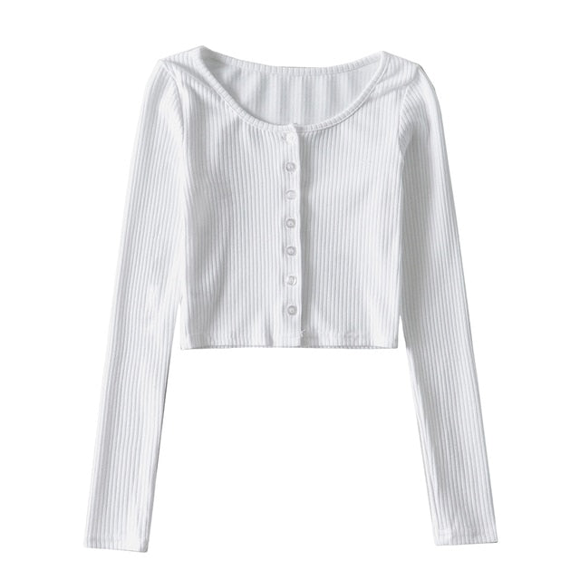 Ribbed Button Up Sweater by White Market