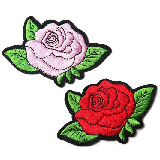 Embroidered Iron-on Rose Patches by White Market