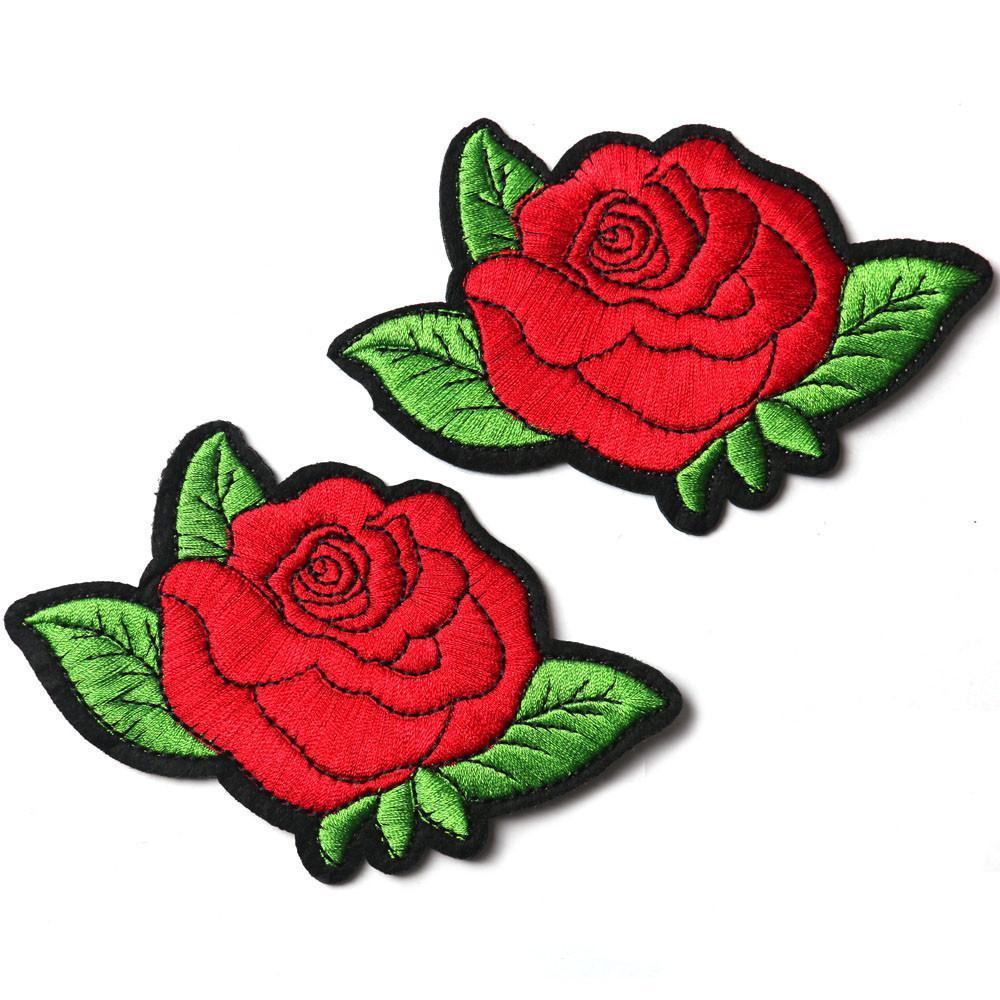 Embroidered Iron-on Rose Patches by White Market