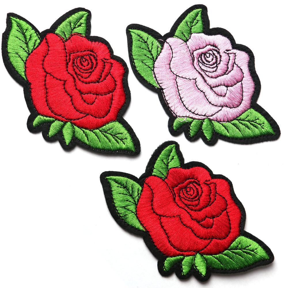 Embroidered Iron-on Rose Patches by White Market