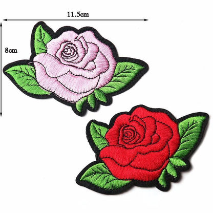 Embroidered Iron-on Rose Patches by White Market