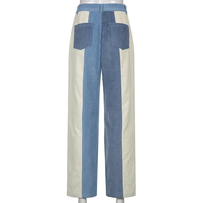 Blue Cream Corduroy Pants by White Market