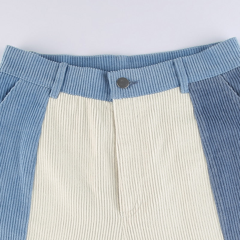 Blue Cream Corduroy Pants by White Market