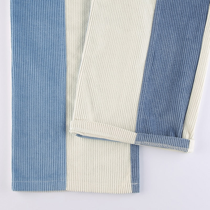 Blue Cream Corduroy Pants by White Market