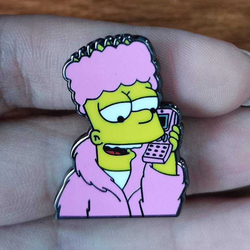 Bart Calling Enamel Pin by White Market