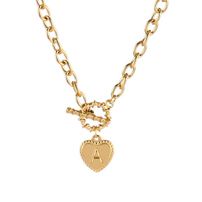 Heart Locket Letter Necklace by White Market