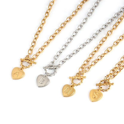 Heart Locket Letter Necklace by White Market