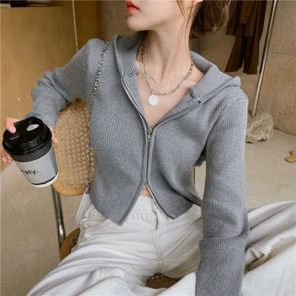 Ribbed Zip Up Hoodie by White Market