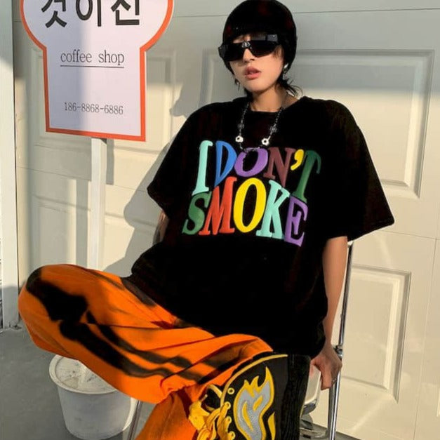 Oversized "I Don't Smoke" Rainbow Tee by White Market