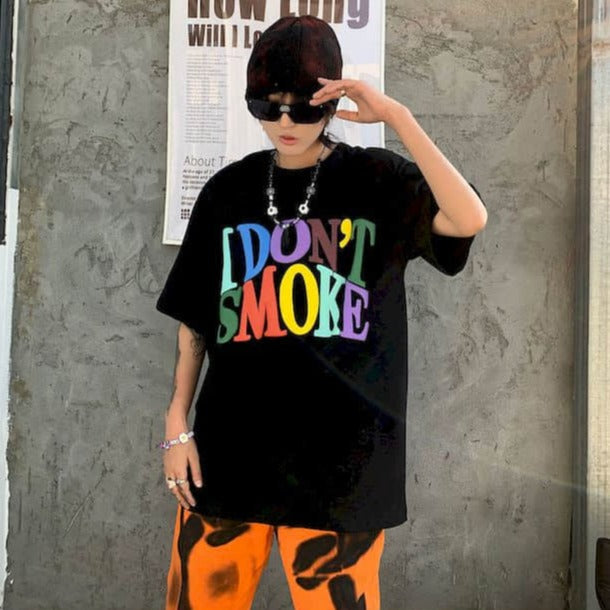 Oversized "I Don't Smoke" Rainbow Tee by White Market