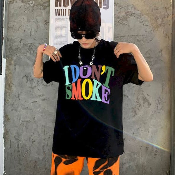 Oversized "I Don't Smoke" Rainbow Tee by White Market