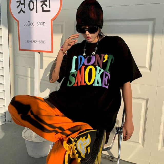 Oversized "I Don't Smoke" Rainbow Tee by White Market