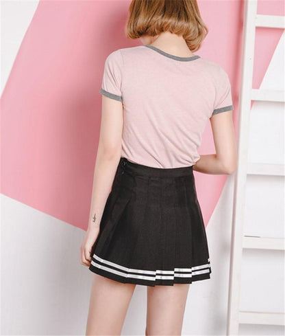 Pleated Striped Skirt by White Market