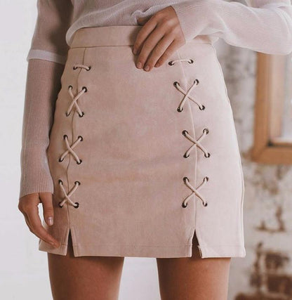 Lace Up Suede Pencil Skirt by White Market