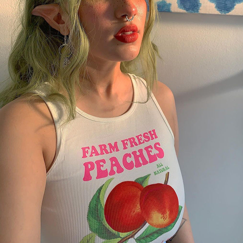 Farm Fresh Peaches Ribbed Top by White Market