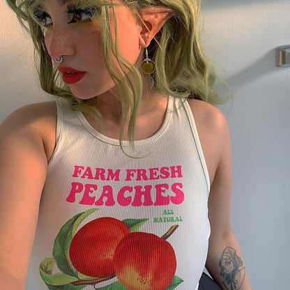 Farm Fresh Peaches Ribbed Top by White Market