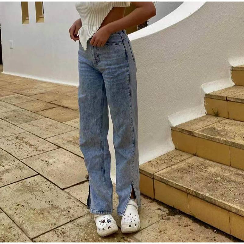 High Waist Side Split Jeans by White Market