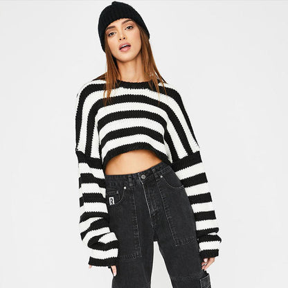 Striped Crop Sweater by White Market