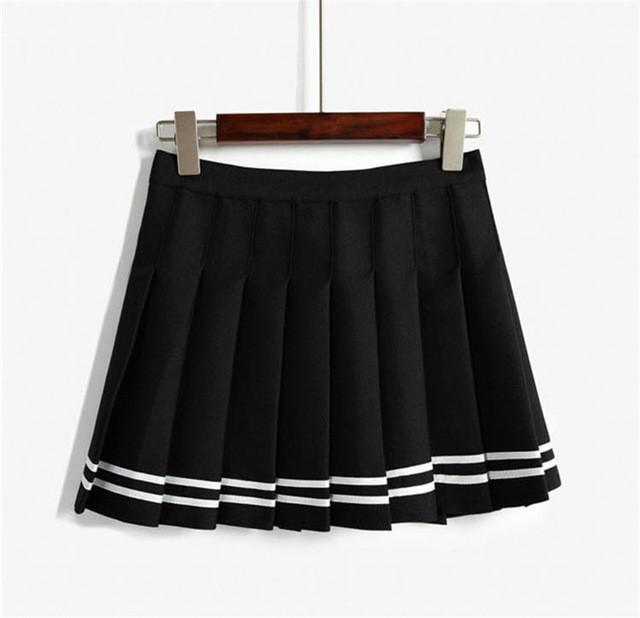 Pleated Striped Skirt by White Market