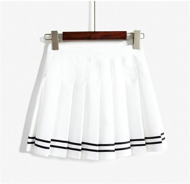 Pleated Striped Skirt by White Market