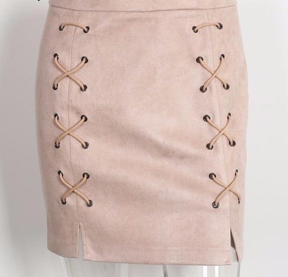 Lace Up Suede Pencil Skirt by White Market