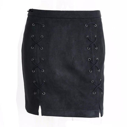 Lace Up Suede Pencil Skirt by White Market