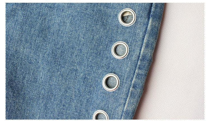 Mid Waisted Slim Straight Denim With Metal Rivets For Lace by White Market